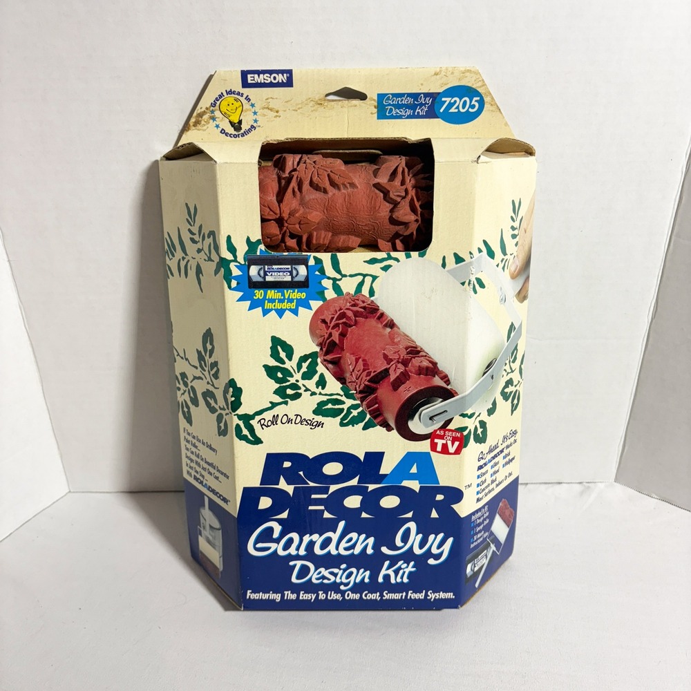 Vintage Garden Ivy Design Pattern Paint Roller Kit 1998 Emson Rola Decor SEALED